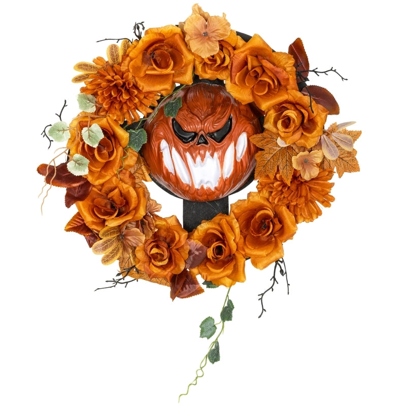 Ghirlanda di Halloween, design spettrale con zucche, foglie autunnali, effetti di luce, plastica