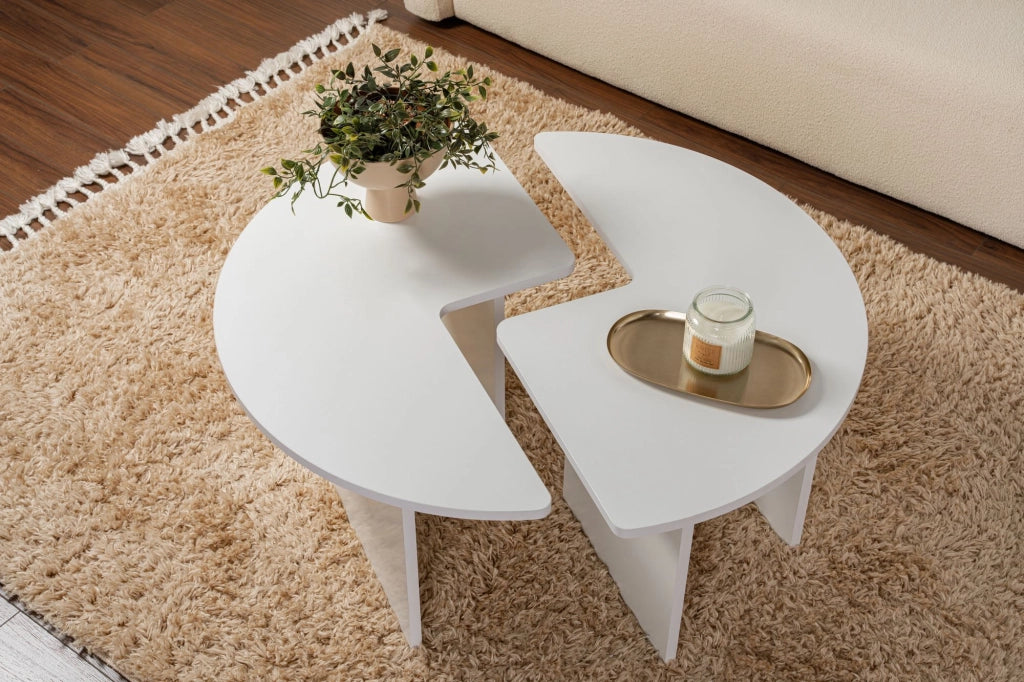 Tavolino in legno "Moira" 90 x 90 x 41 cm - Bianco naturale