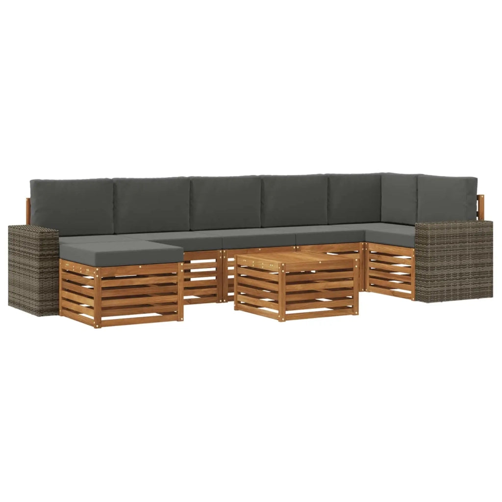 Set di divani da esterno con cuscino 8 pcs Naturale e Antracite