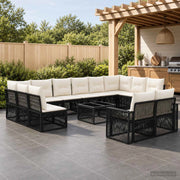 Set Divano da Giardino 13 pz Nero e Bianco Crema polyrattan 3435271