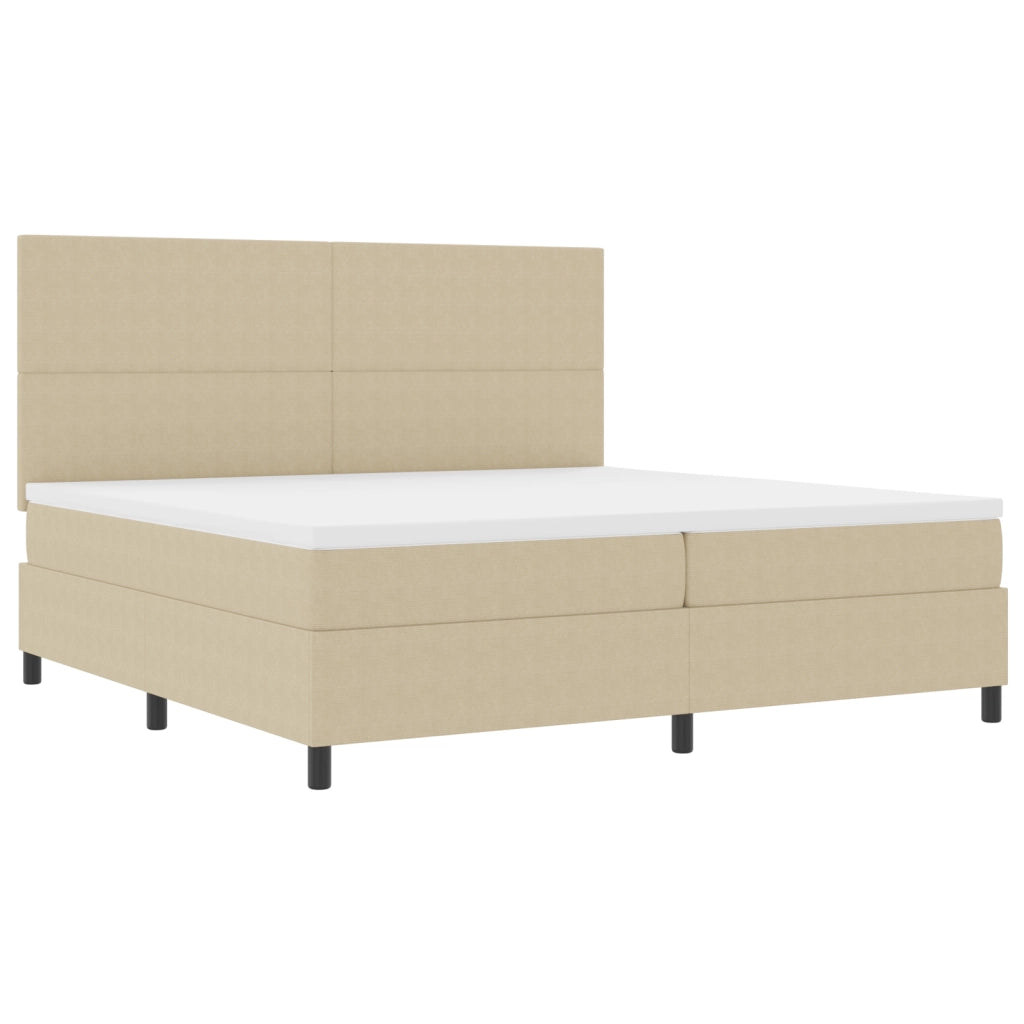Letto Box Spring con Materasso Beige Chiaro 200x200 cm Tessuto in corduroy