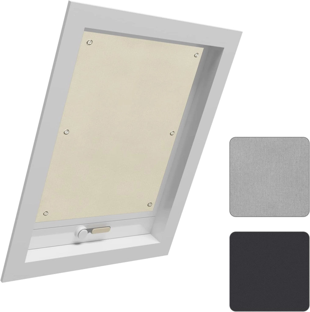 Tenda Oscurante Portatile per Interni con Ventose, Tenda da Tetto senza Perforazione, Tenda Termica per Finestra da Tetto per Lucernario, Compatibile con finestre Y87/087, Beige 96x120cm