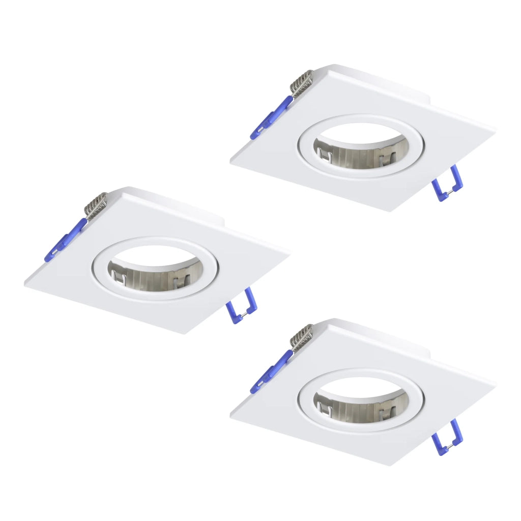 Set 3 Faretti Incasso Quadrato Saliceto Alluminio Bianco Led 6W 3X580Lm
