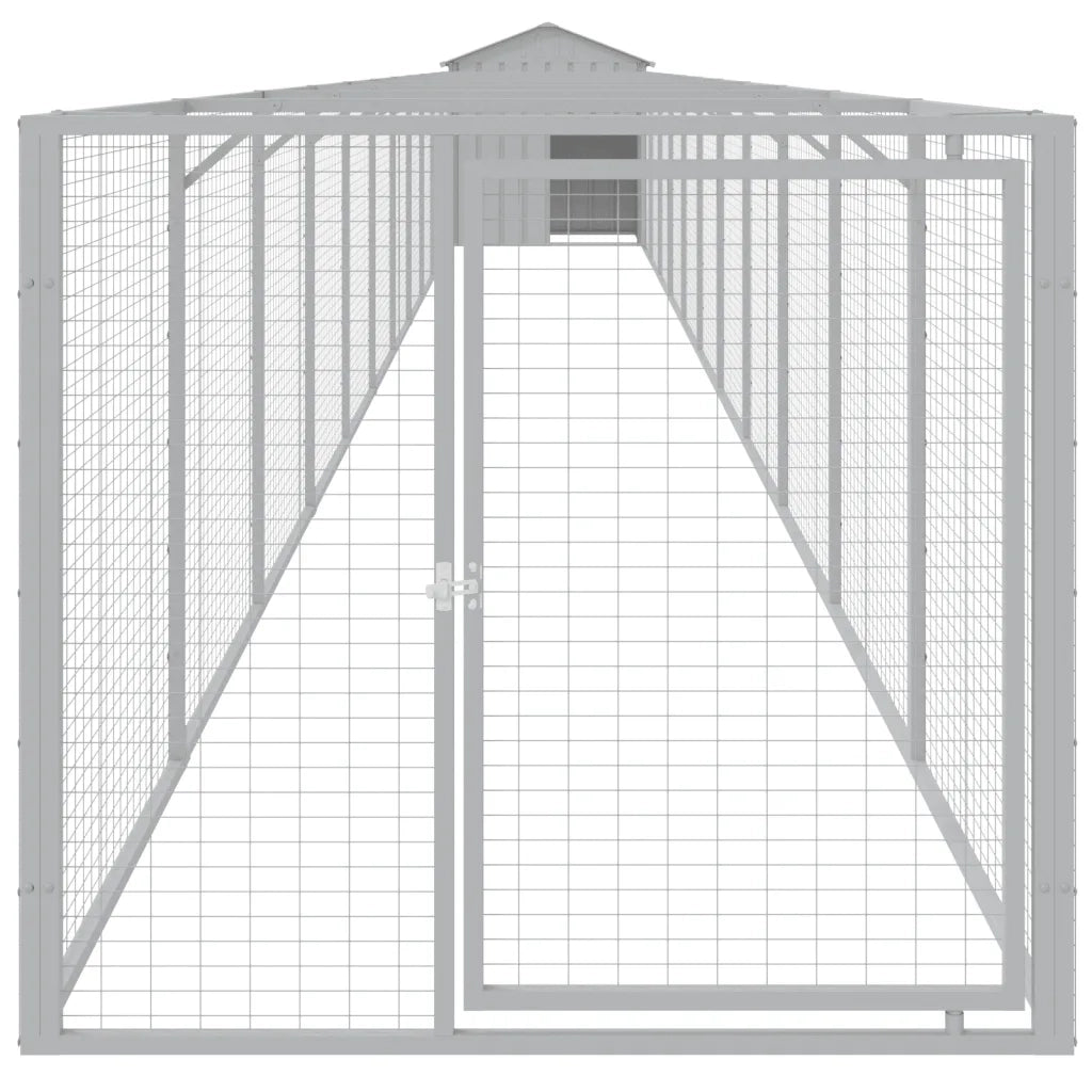 Casetta Cani Tetto Grigio Chiaro 117x1221x123cm Acciaio Zincatocod mxl 93800