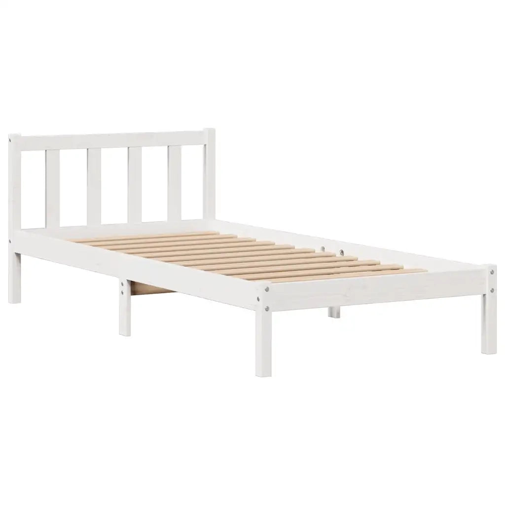 Letto Libreria senza Materasso Bianco 90x190 cm Massello Pino 3321730