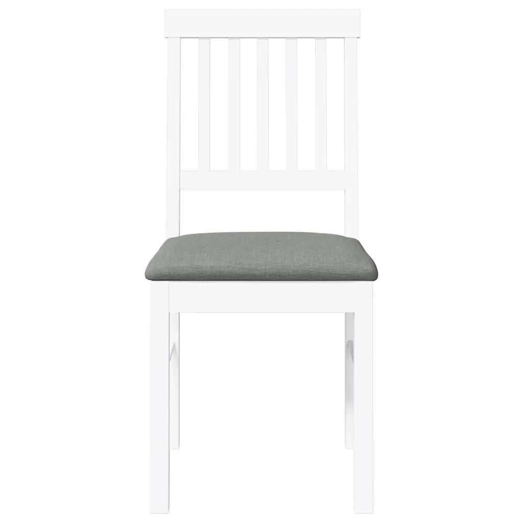 Sedie da Pranzo con Cuscini 2 pz Bianco Legno Massello di Hevea