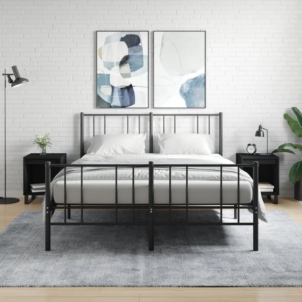 Comodini 2pz-Set di 2 Tavolino da notte Neri 40x35x50 cm in Legno Multistrato 935142