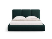 Cosmopolitan Design - Letto a cassettone con testiera "Nicolas" 200x200cm in ciniglia verde bottiglia 