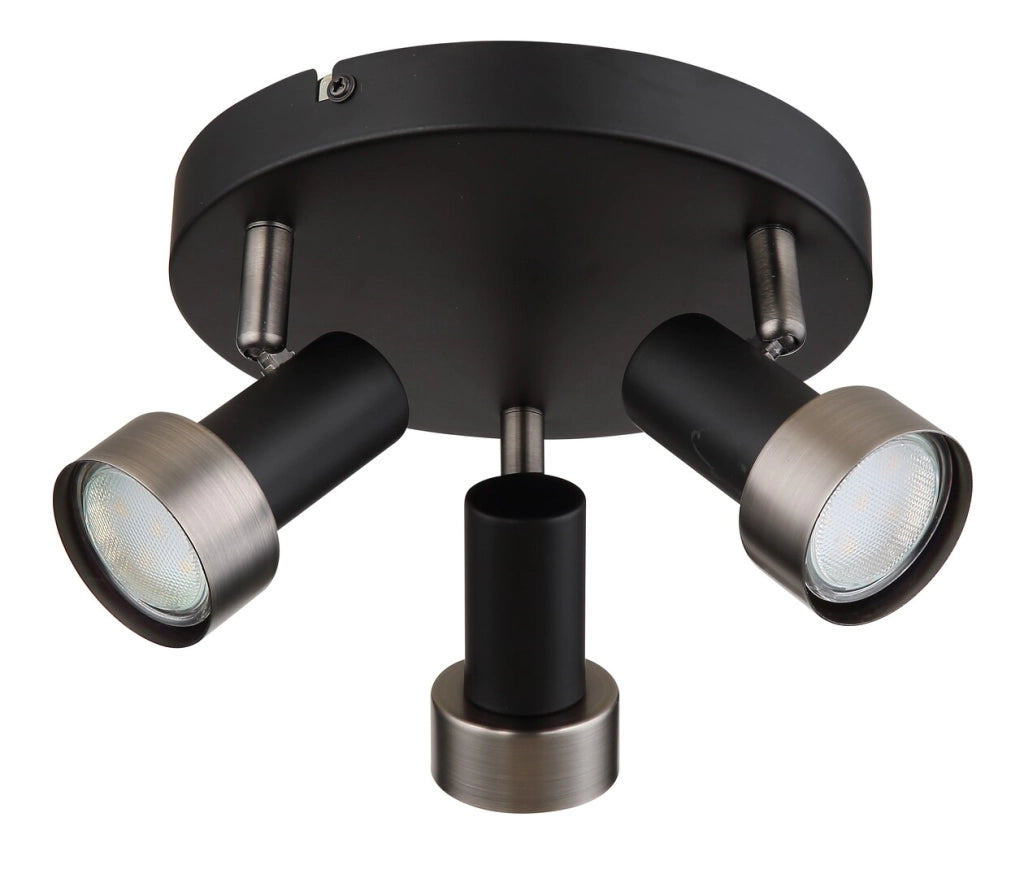Spot da soffitto Konrad nero opaco/argento 3xGU10 Rabalux
