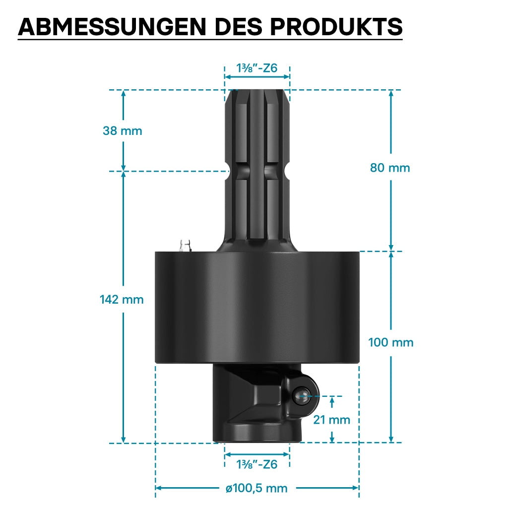Frizione di sovraccarico cardano 201mm Filetto interno/esterno 1 3/8" Albero scanalato 6D Max 2400Nm
