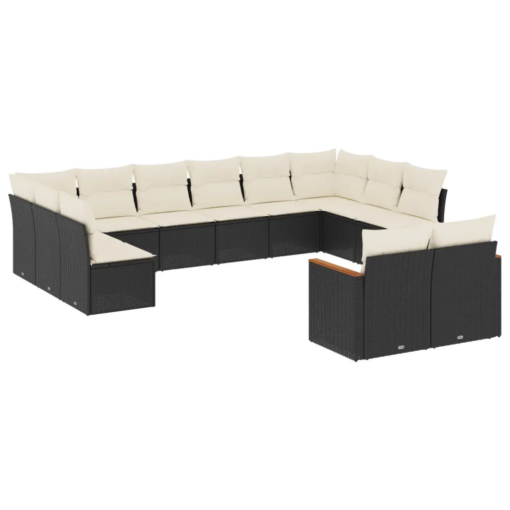 Set Divani da Giardino 12 pz con Cuscini Nero in Polyrattan 3226441