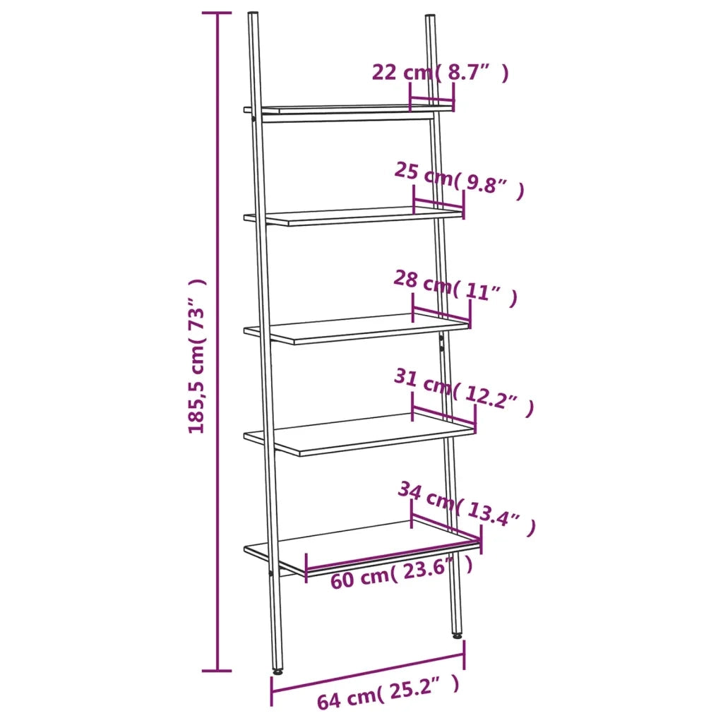 Scaffale Pendente a 5 Livelli Nero 64x34x185,5 cm CFW2879582