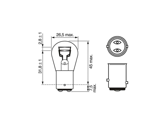 Lampadine auto P21/5W Pure Light 12V 21/5W BAY15d Bosch x2