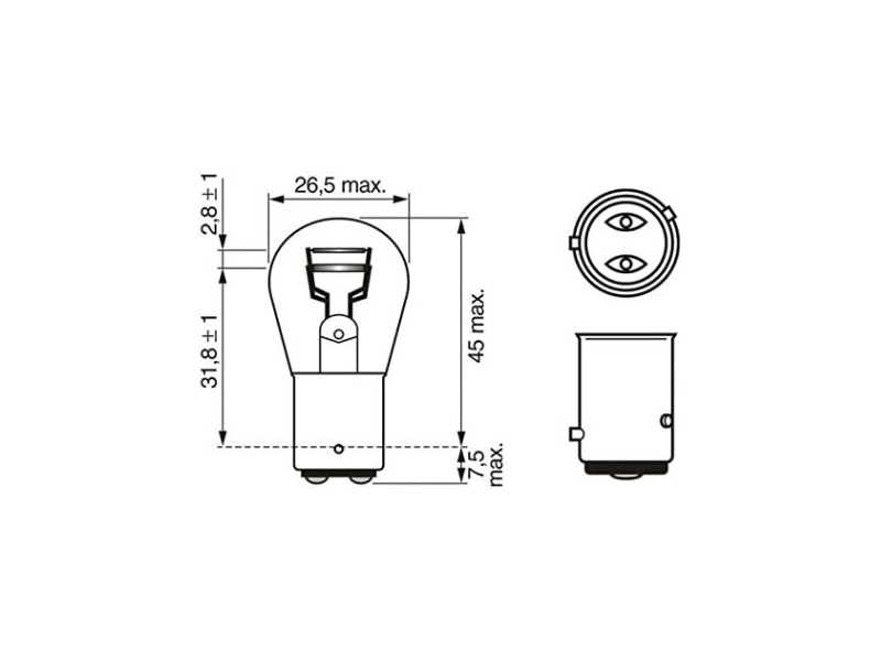Lampadine auto P21/4W Pure Light 12V 21/5W BAZ15d Bosch x2