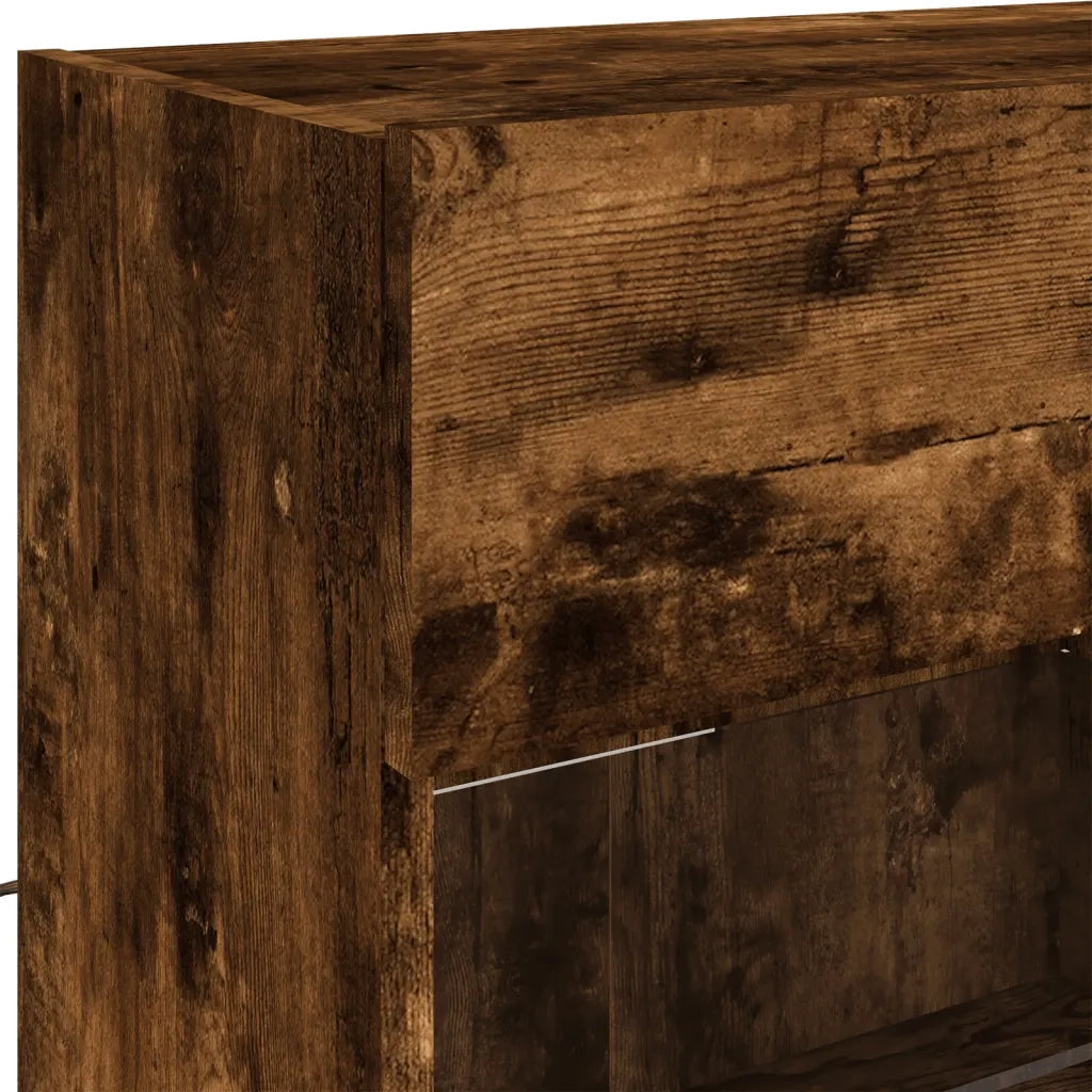 Mobile TV a Parete con Luci LED Rovere Fumo 98,5x30x60,5 cm 837110