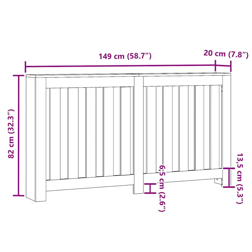 Copertura Termosifone Bianca 149x20x82 cm Legno Multistrato CFW8238128