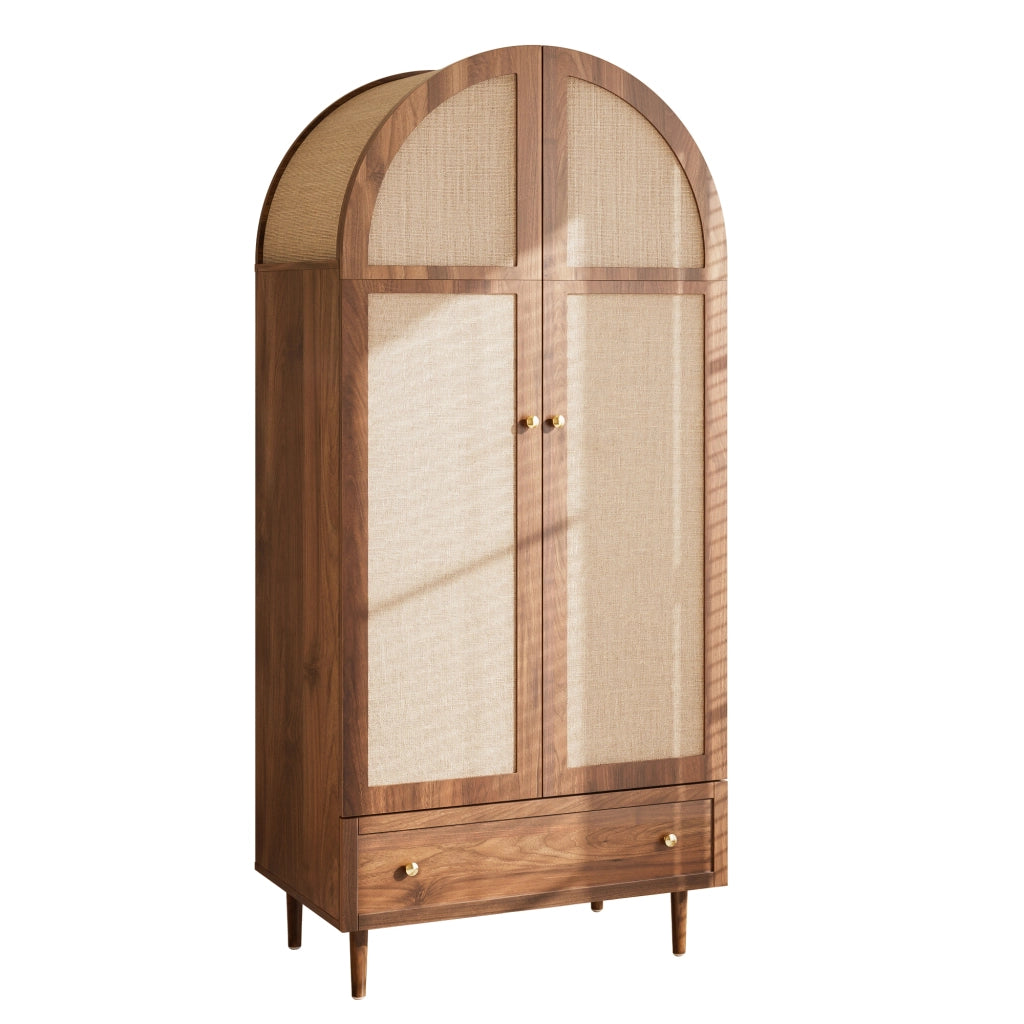 Armadio con cassetto e asta appendiabiti; ante rivestite in tessuto; stile moderno per camera da letto; in MDF; legno; 79 × 50 × 175 cm