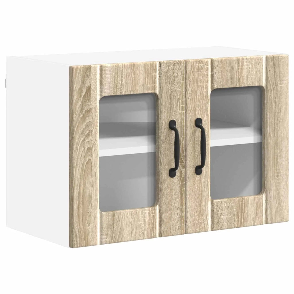 Pensile da cucina | Mobile in vetro da parete LUCCA 2 pz Rovere Sonoma
