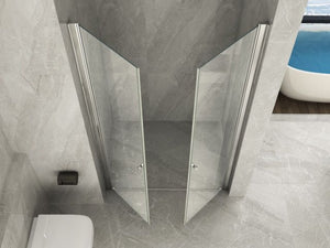 Porta doccia frameless con apertura saloon in Cristallo 8 MM - Misura: 90 x h195 (AdattabilitÃ  87-91 cm) 