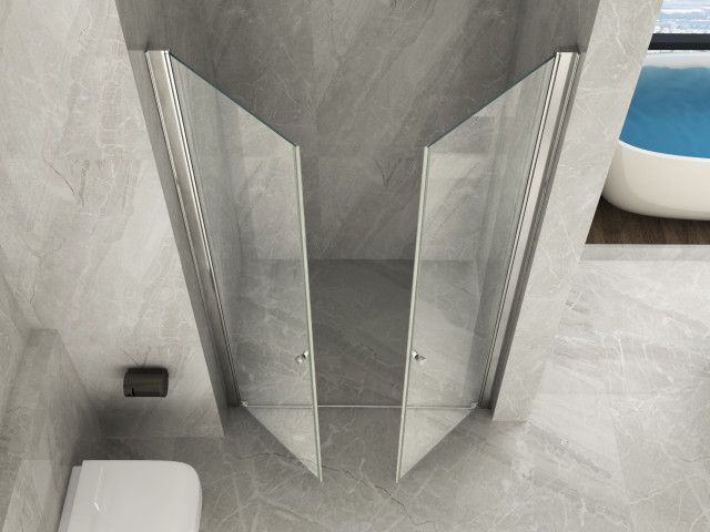 Porta doccia frameless con apertura saloon in Cristallo 8 MM - Misura: 90 x h195 (AdattabilitÃ  87-91 cm) 