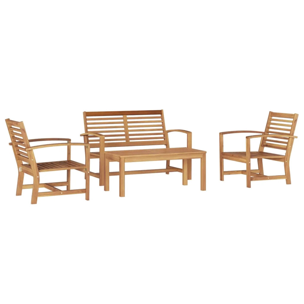 Set Divano da Giardino 4 pz | Set Salotto da Giardino Naturale Legno di teak solido