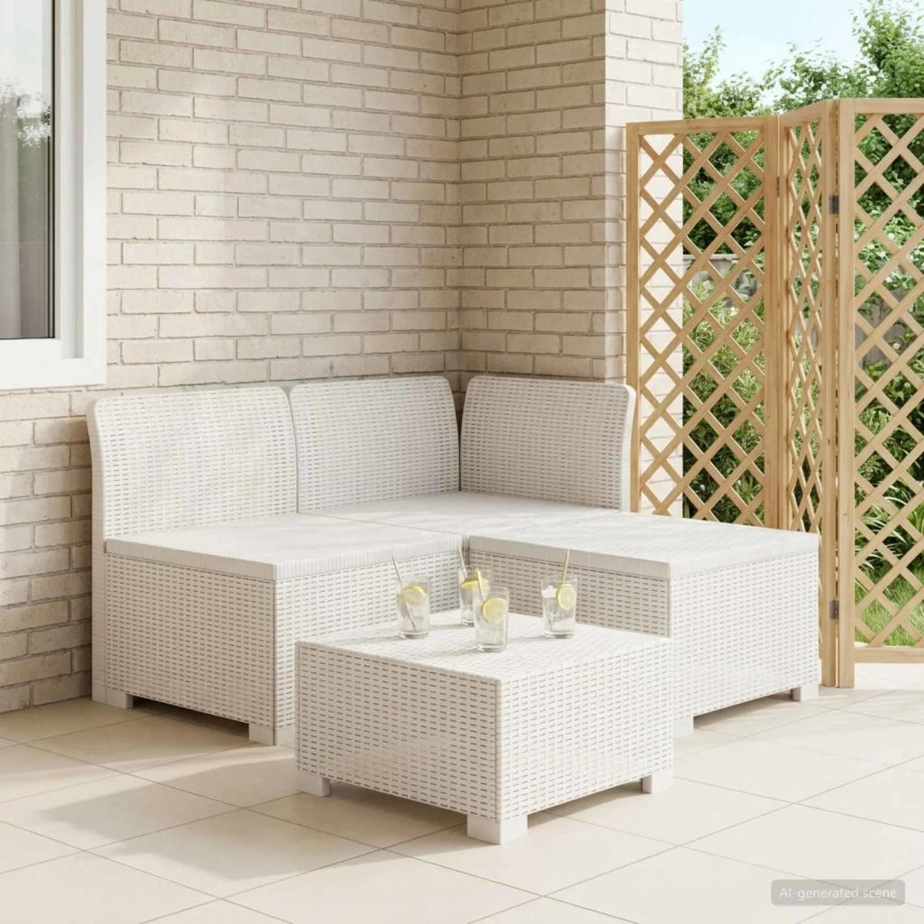 Divano da Giardino a 3 Posti in Aspetto Rattan PP Bianco 8011886