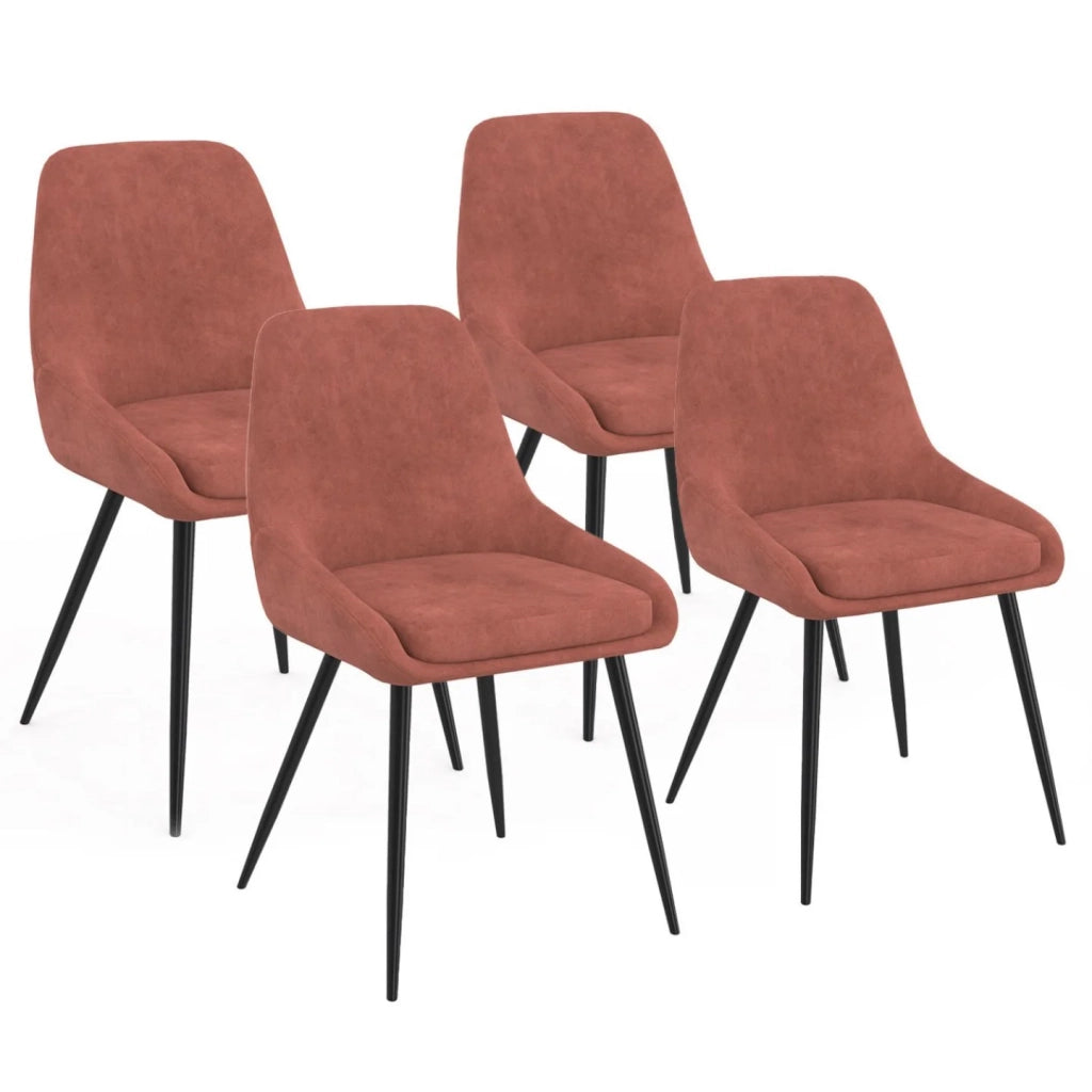 IDMarket - Set di 4 sedie THALYA in velluto terracotta con braccioli