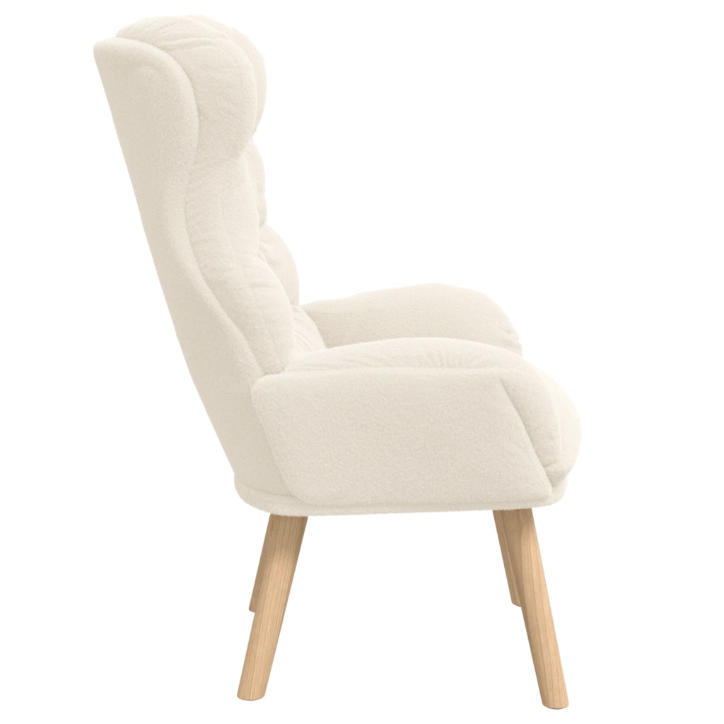 Poltrona Rilassante  in Tessuto Simil Lana Riccio Color Crema