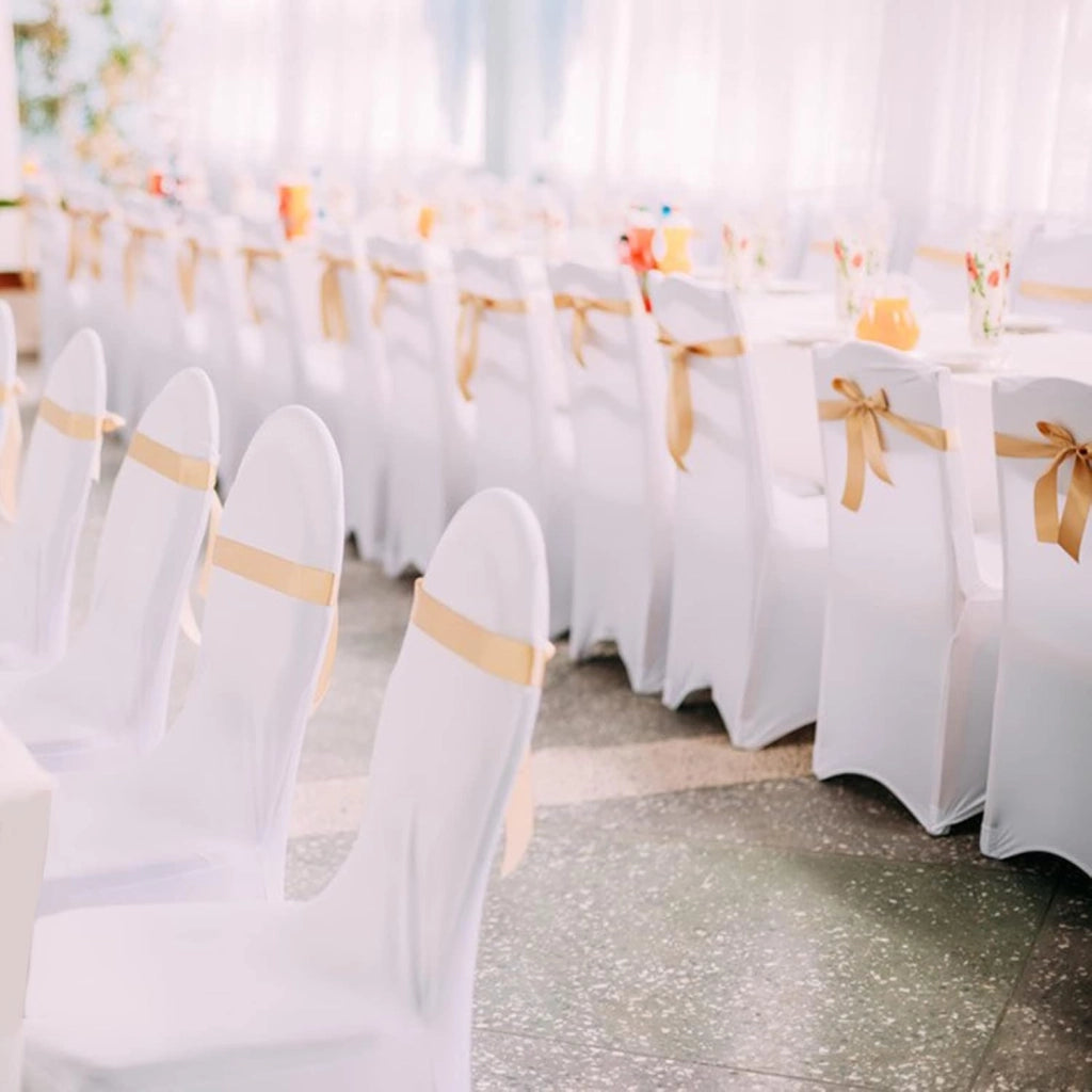 Set di 100 coprisedia universali, colore bianco, per feste, matrimoni e feste