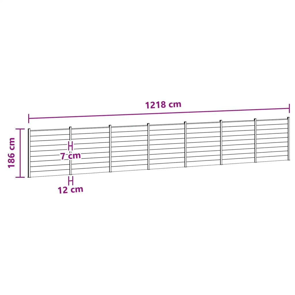 Pannello di Recinzione 7 pcs WPC e Alluminio Nero