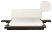 Letto in stile giapponese in frassino scuro 160 x 200 cm testata bassa bouclé con impiallacciatura camera da letto