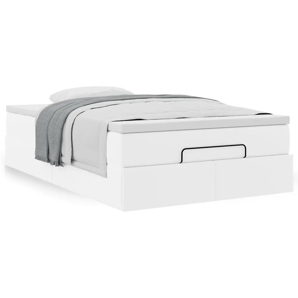 Struttura Letto Pouf con Materasso Bianco 120x190 cm Similpelle 3311027