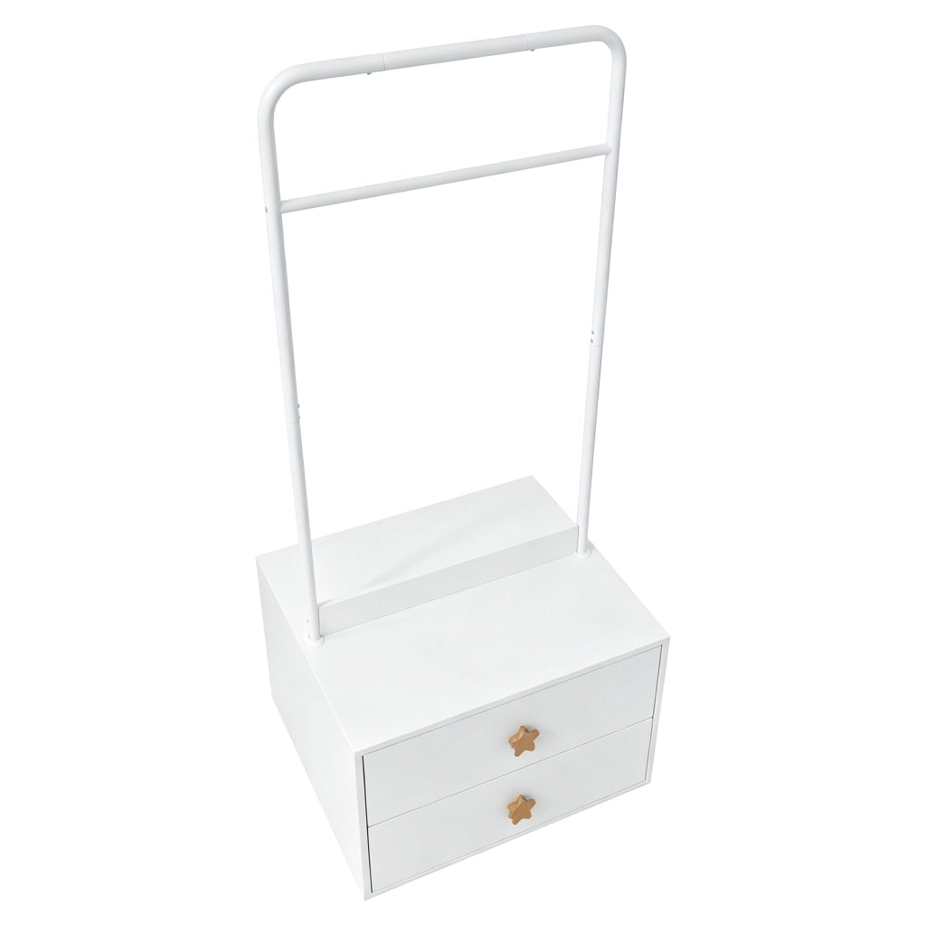 Appendiabiti per bambini 70x55x168 cm con barra e 2 cassetti in MDF
