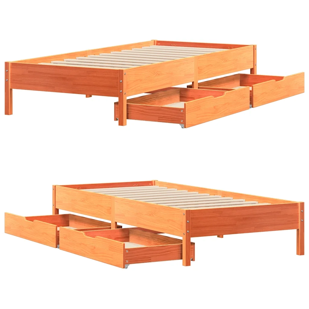 Letto senza Materasso-Struttura Letto Marrone Cera 90x200 cm Legno di Pino 931917