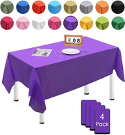 4 pacchi di copriscienza rettangolari da tavolo da asporto, 137cm x 274cm, impermeabili e resistenti all'acqua, colore scuro violaceo, adatti per feste di compleanno, matrimoni, Natale, feste per bambini, cucine, giardini e feste.