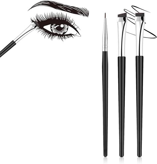 Set di 3 pennelli per make-up per applicazione di eyeliner perfetta