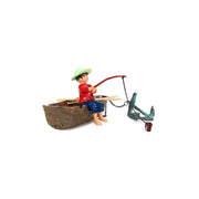 Trade Shop - Ornamento Acquario Action Movimento Barca Ragazzo Peascatore Ancora Decorazioni -