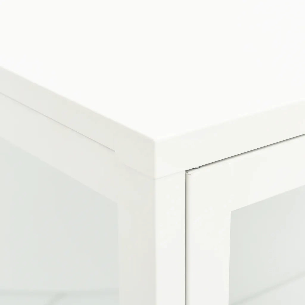Credenza | Madia | Buffet da pranzo | Armadio da pranzo Bianca 75x35x105 cm in Acciaio e Vetro