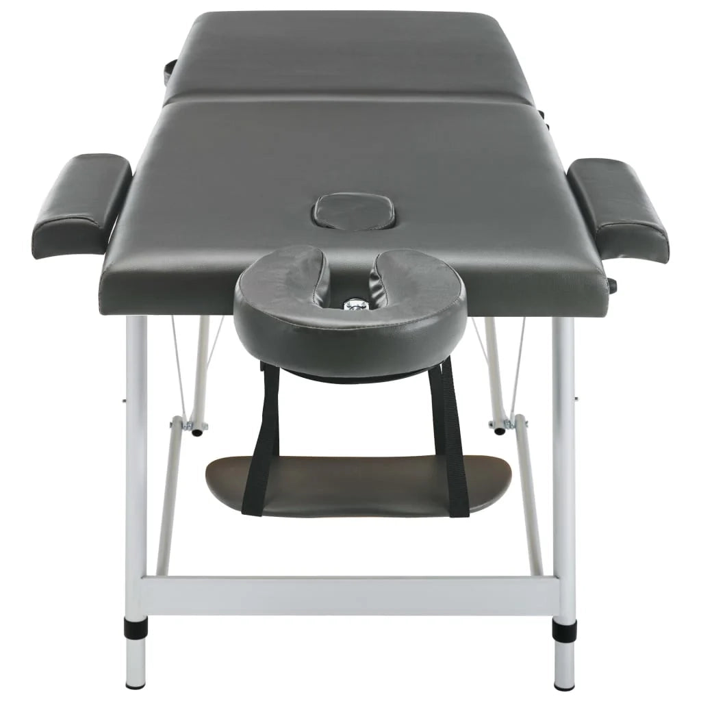 Lettino da massaggio a 2 sezioni con struttura in acciaio inox 186 x 68 cm antracite 02_0001797