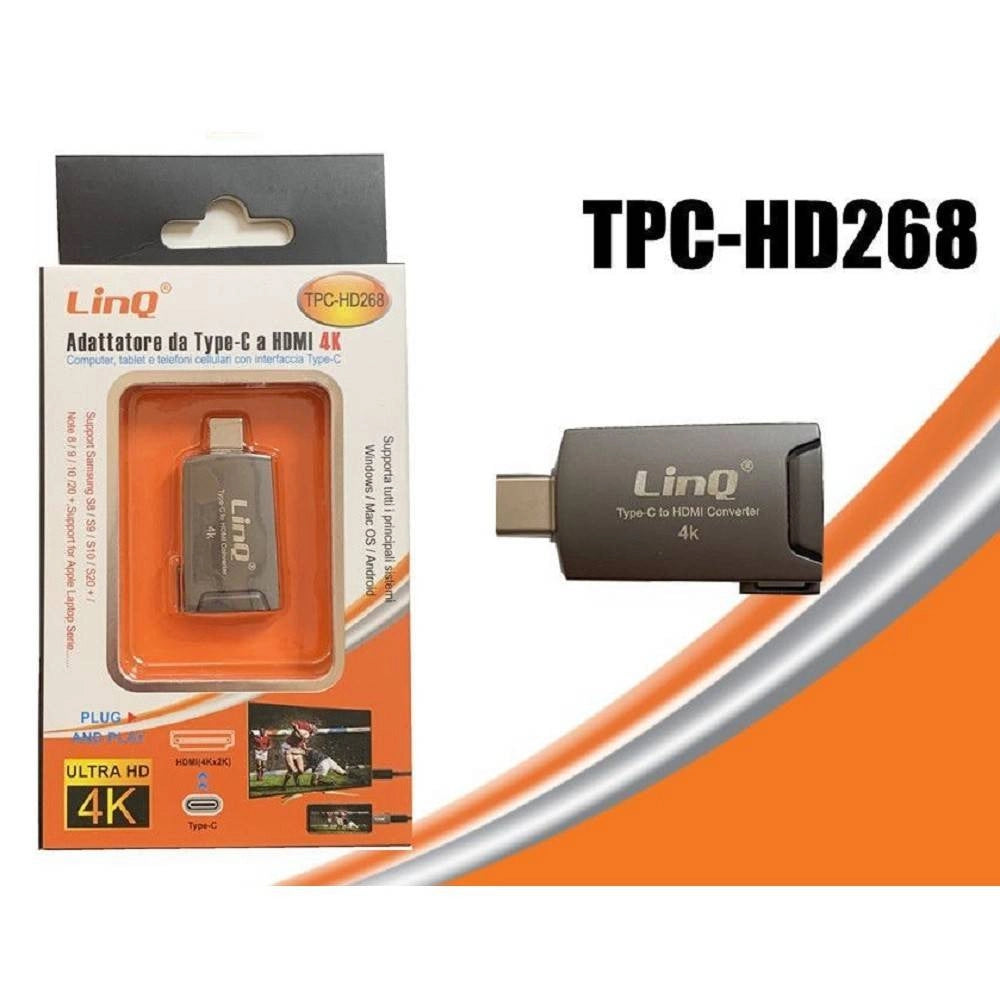 Trade Shop - Adattatore Da Type-c Connettore Maschio A Hdmi 4k Femmina Ultra Hd Pc Tpc-hd268 -
