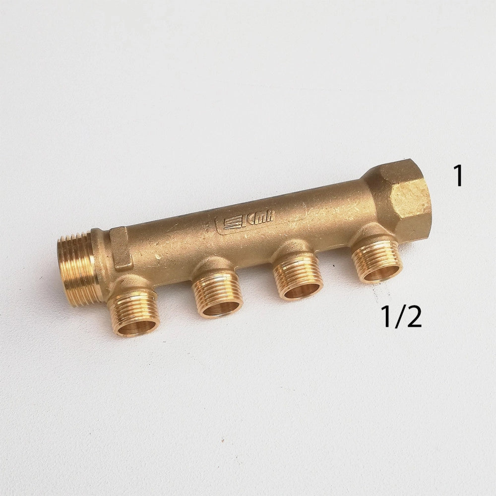 Collettore lineare da 1 - 16mm a 4 vie da 1/2 mf di ottone