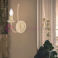 BAJA Applique a Parete Candelabro Ferro Rustico Avorio decapè