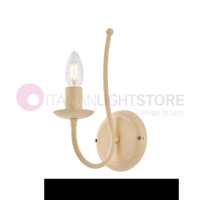 BAJA Applique a Parete Candelabro Ferro Rustico Avorio decapè