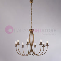 BAJA Lampadario Candelabro Ferro a 8 Luci Classico Marrone Oro