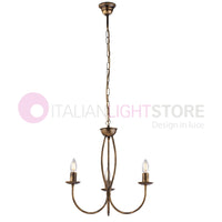 BAJA Lampadario Candelabro Ferro a 3 Luci Classico Marrone Oro
