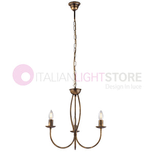 BAJA Lampadario Candelabro Ferro a 3 Luci Classico Marrone Oro