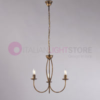 BAJA Lampadario Candelabro Ferro a 3 Luci Classico Marrone Oro