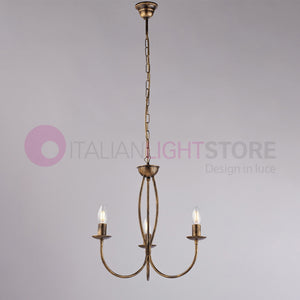 BAJA Lampadario Candelabro Ferro a 3 Luci Classico Marrone Oro