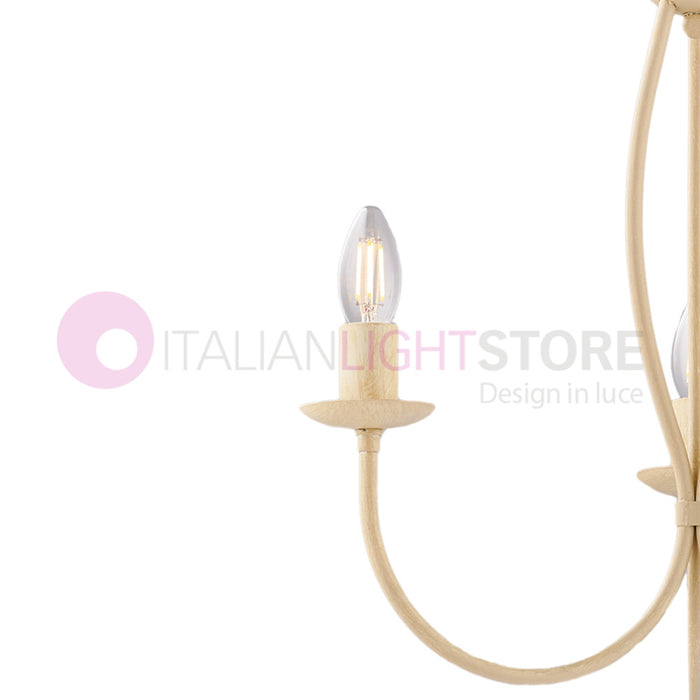 BAJA Lampadario Candelabro Ferro a 3 Luci Classico Avorio decapè
