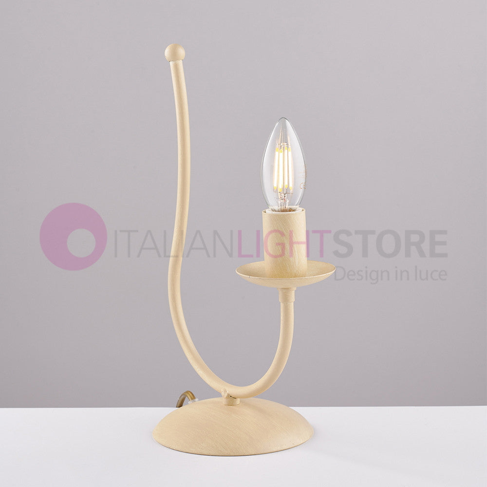 BAJA Lampada da comodino Candelabro Ferro Rustico Avorio decapè